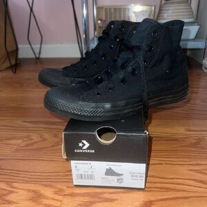 Converse All Black Chuck Taylor All Star high top sneakers Size 5M/7W